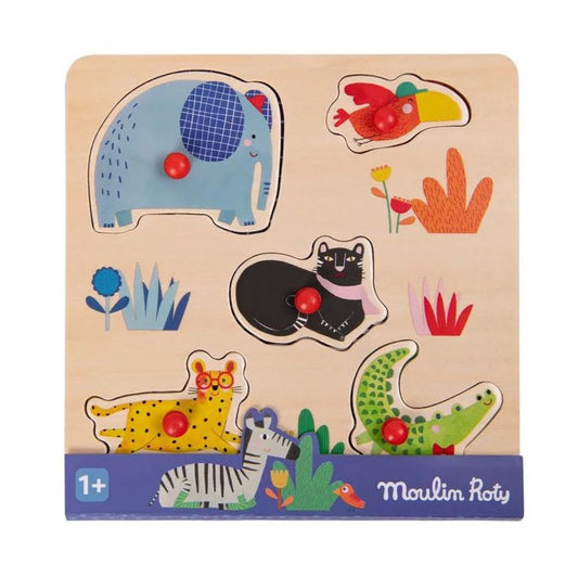 Puzzle encastrable 5 animaux - Les toupitis - Moulin Roty