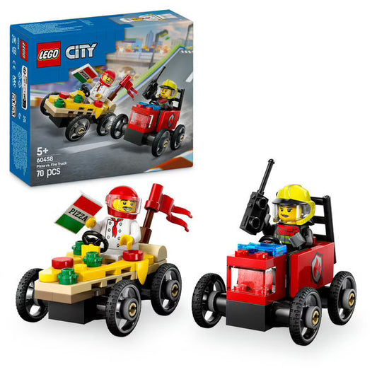 LEGO - City - Pack de bolides de course : camion de pizza contre camion de pompiers