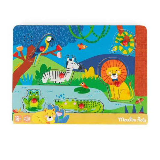 Puzzle sonore animaux en bois - Les toupitis - Moulin Roty