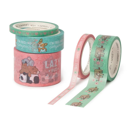 Legami - Lot de 5 rubans adhésifs en papier - Animaux