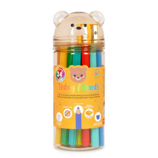 Legami - Lot de 24 crayons de couleur avec taille-crayon - Ours