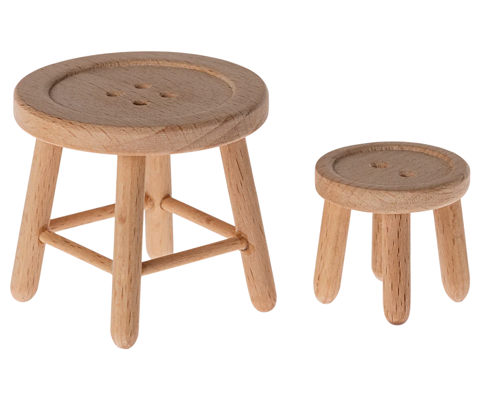 Ensemble table et tabouret pour Souris - Elément miniature Maileg