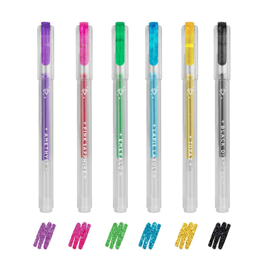 Legami - Set de 6 mini stylos à encre gel pailleté - Shine Like a Diamond