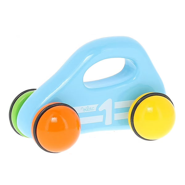 Voiture 1er âge en bois bleue - Vilac