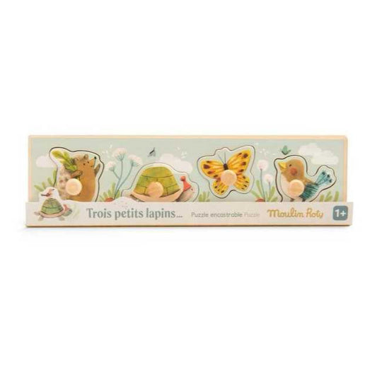 Puzzle encastrable 4 animaux - Trois petits lapins - Moulin Roty