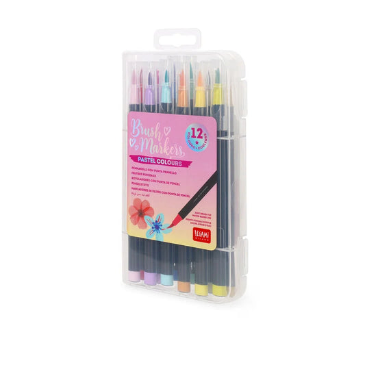 Legami - Set de 12 feutres à pointe pinceau - Brush Markers Pastel