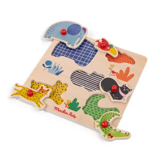Puzzle encastrable 5 animaux - Les toupitis - Moulin Roty