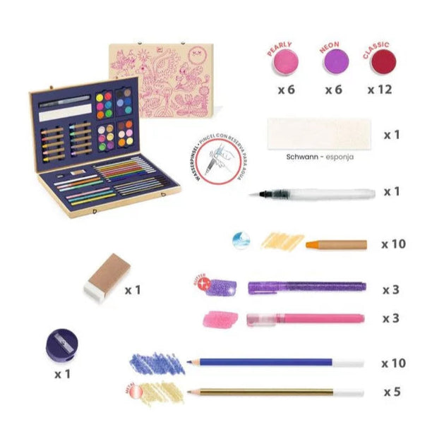 Mallette de dessin en bois Sparkling color box - Djeco