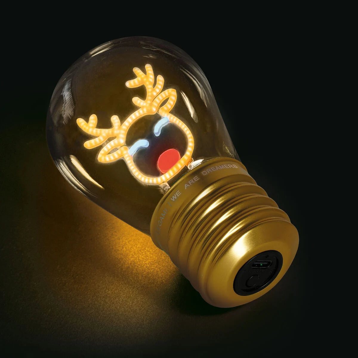 Legami - Lampe Décorative de Table en Forme d’Ampoule - Renne - Bulb Fiction