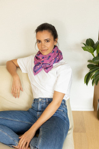 Grand Foulard Latika - Florets Fuchsia - Apaches