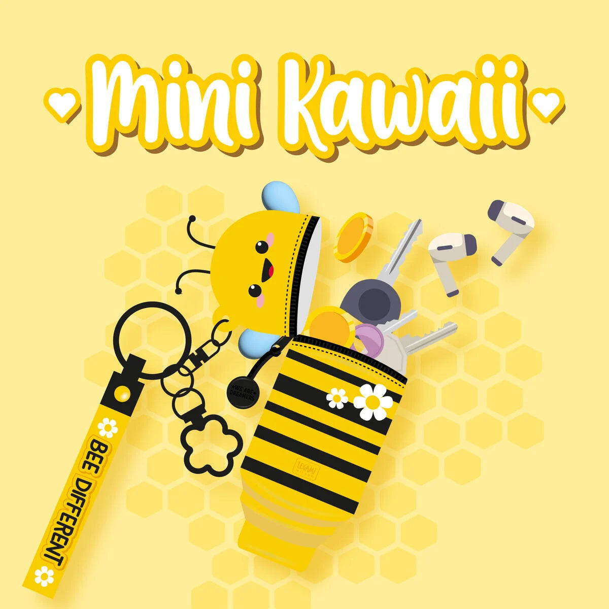 Legami - Porte-Monnaie Porte-Clés - Abeille - Mini Kawaii