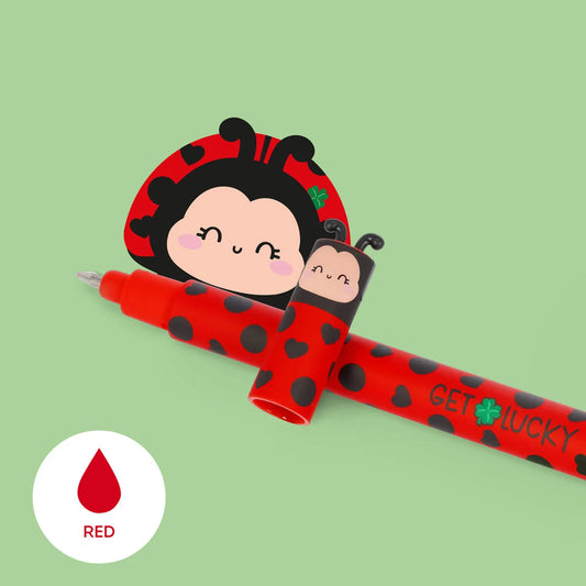 Legami - Stylo à Encre Gel Effaçable Ladybug « Get Lucky» - Erasable Pen