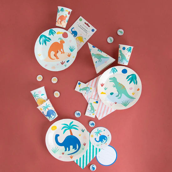 Lot de 8 assiettes en carton - Dino Jurassic