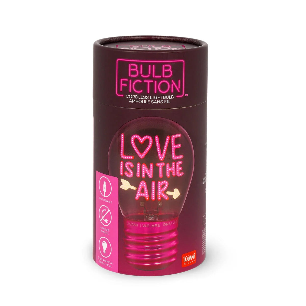Legami - Set de 2 Stylos à Encre Gel Effaçable Saint-Valentin + Lampe Décorative de Table en Forme d’Ampoule - Love is in the Air
