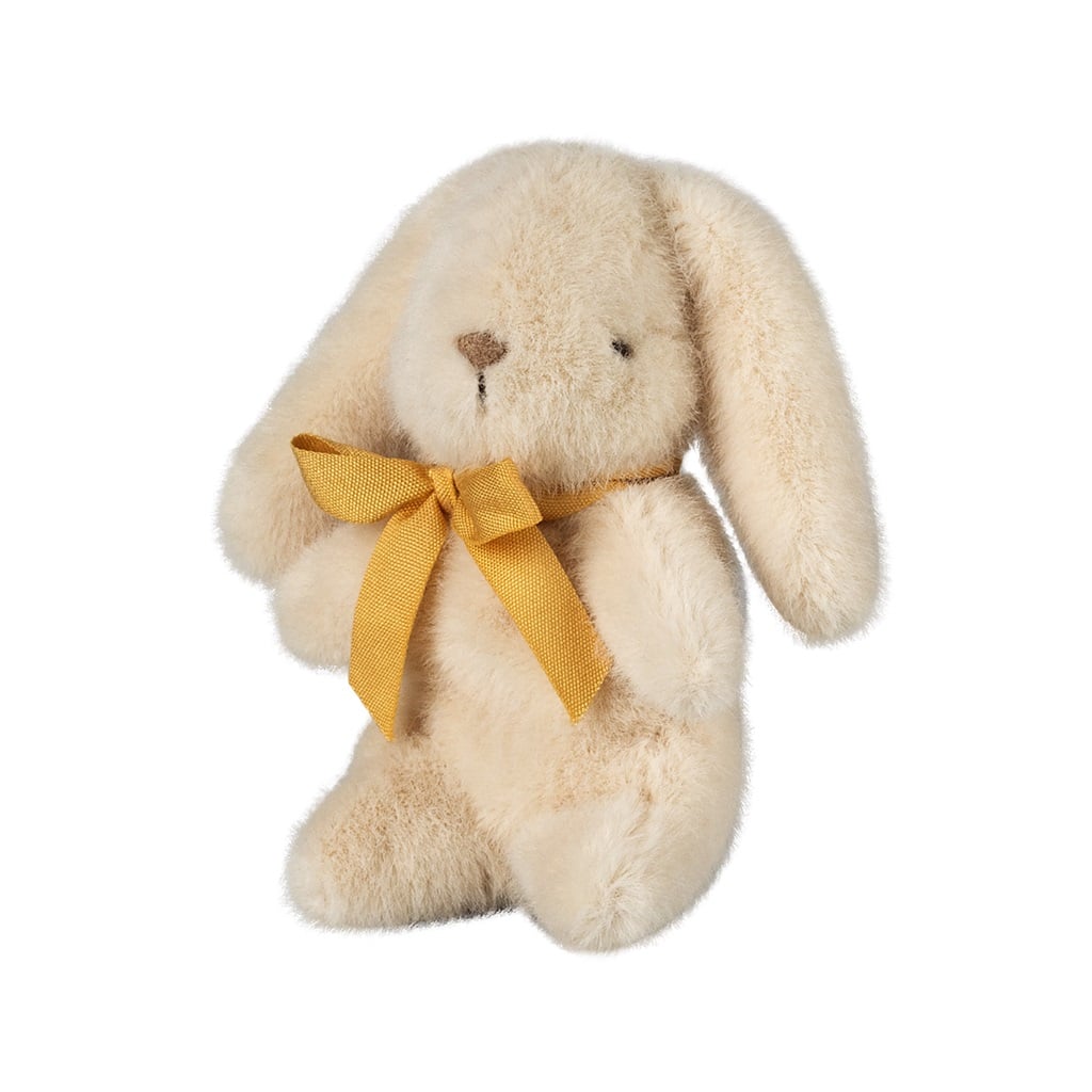 Mini doudou lapin crème et nœud jaune - Maileg