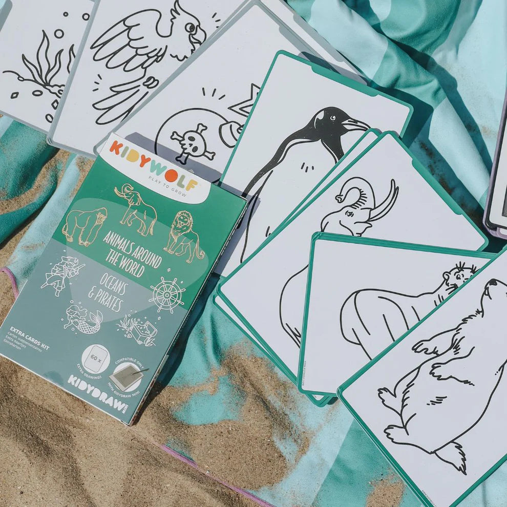 Kidywolf - Recharge de feuilles pour mini tablette - Animaux autour du monde et Océans & Pirates