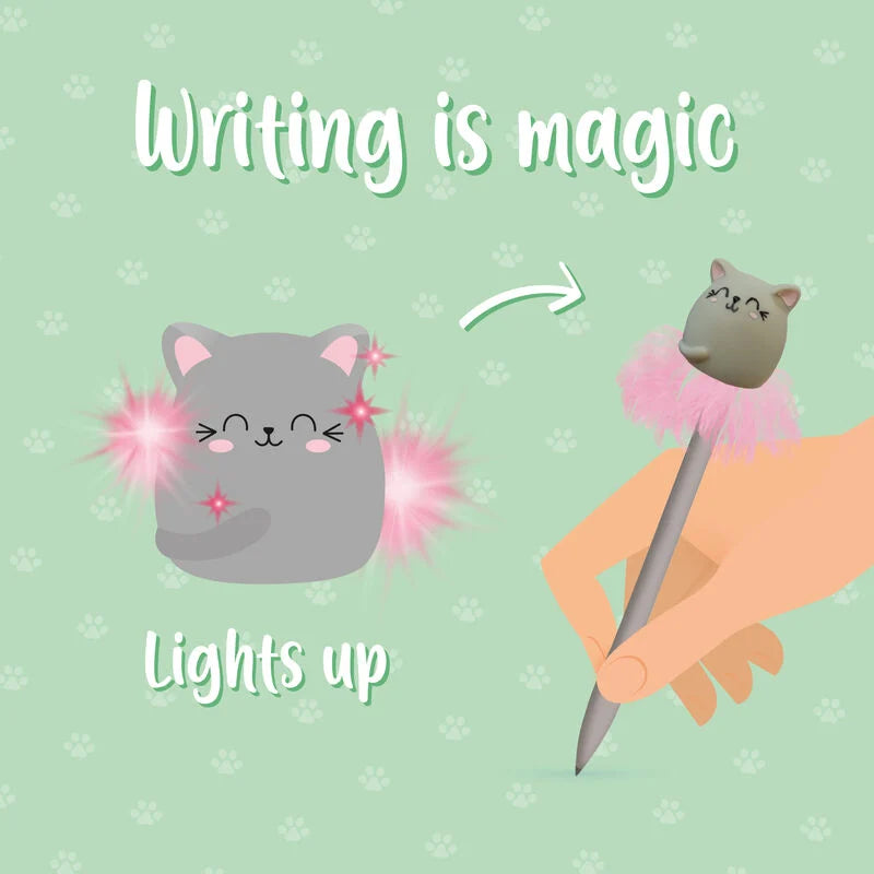 Legami - Stylo à encre gel - Chat lumineux - Bleu