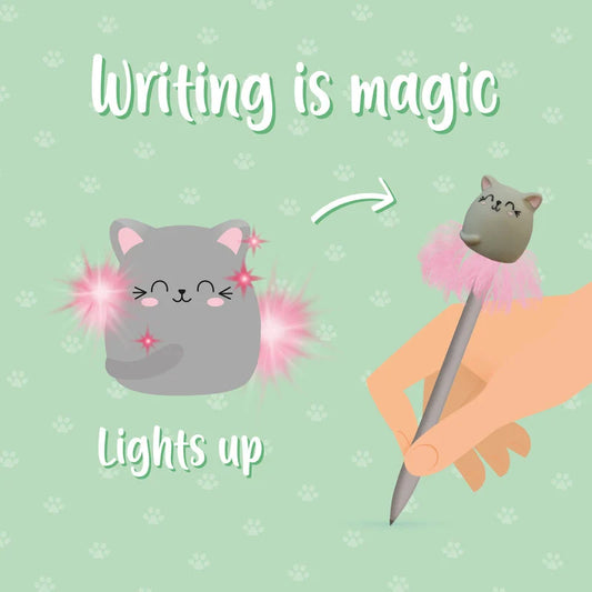 Legami - Stylo à encre gel - Chat lumineux - Bleu