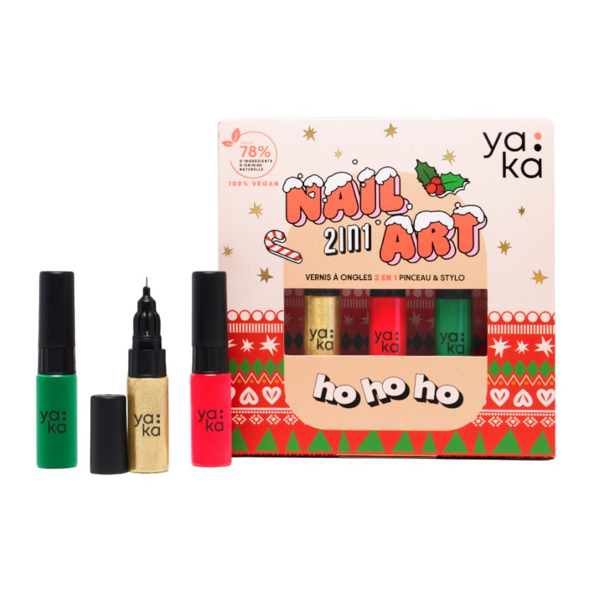 Coffret vernis à ongles 2en1 - Ho Ho Ho - Noël - Yaka