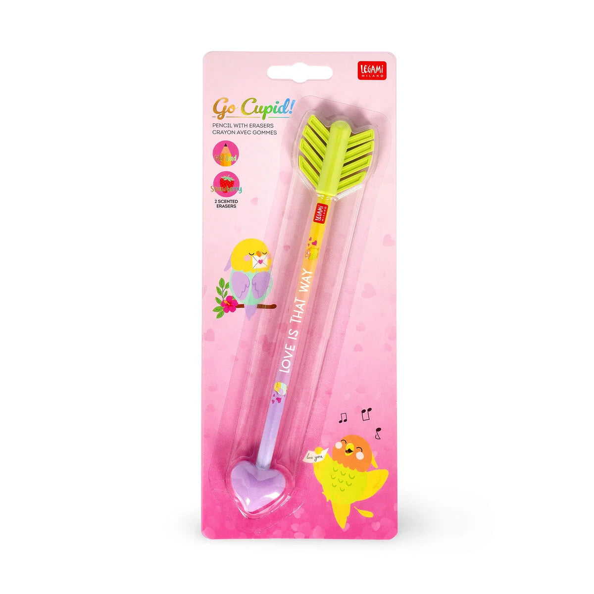 Legami - Crayon avec deux Gommes Parfumées - Go Cupid!