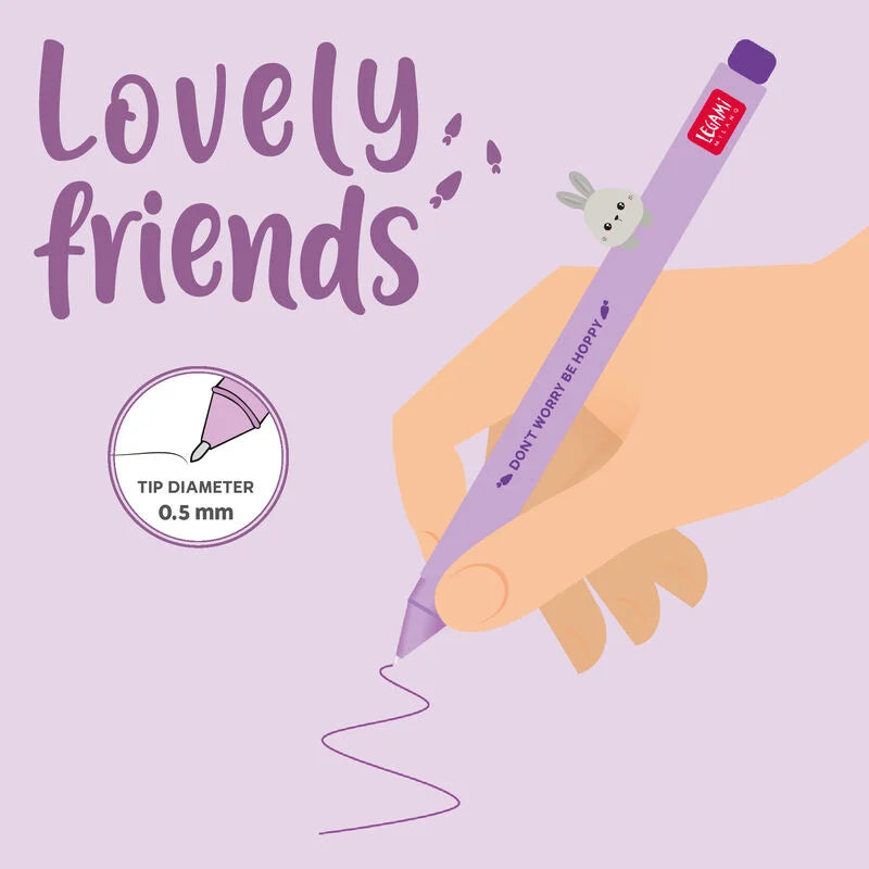 Legami - Stylo à encre gel - Lovely Friends Lapin