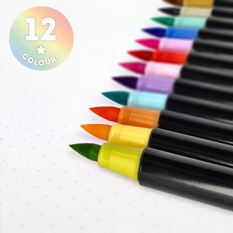 Legami - Set de 12 feutres à pointe pinceau - Brush Markers Pastel