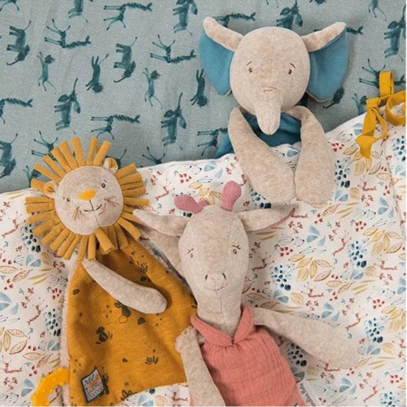 Doudou attache-tétine lion Sous mon baobab - Moulin Roty