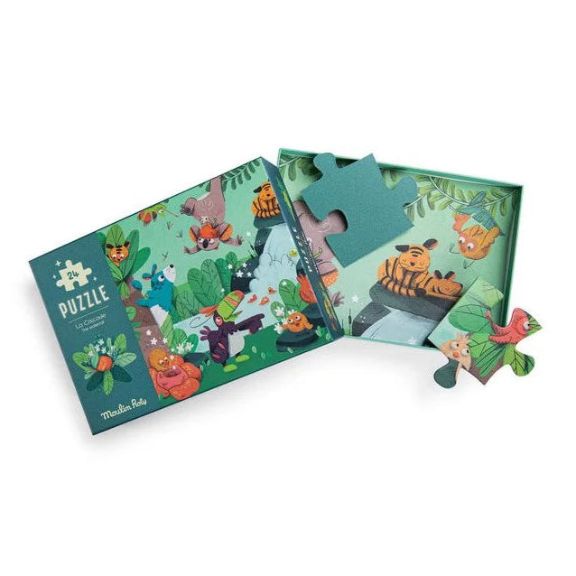 Puzzle phosphorescent La cascade Dans la jungle - 24 pièces - Moulin Roty