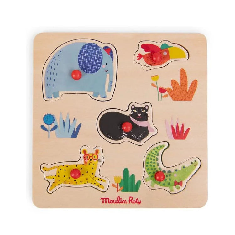 Puzzle encastrable 5 animaux - Les toupitis - Moulin Roty