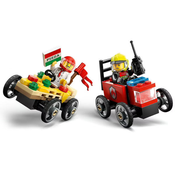 LEGO - City - Pack de bolides de course : camion de pizza contre camion de pompiers