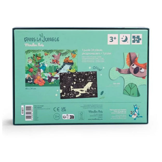 Puzzle phosphorescent La cascade Dans la jungle - 24 pièces - Moulin Roty