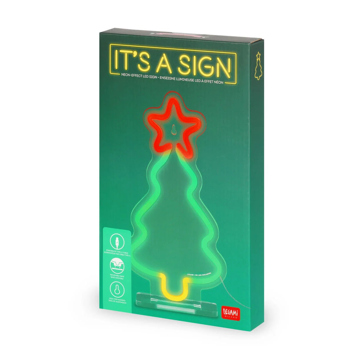 Legami - Lampe LED à Effet Néon - Xmas Tree - It’s a Sign