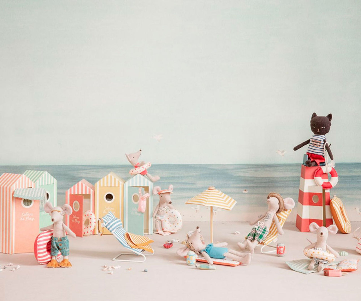 Souris Papa avec cabine de plage