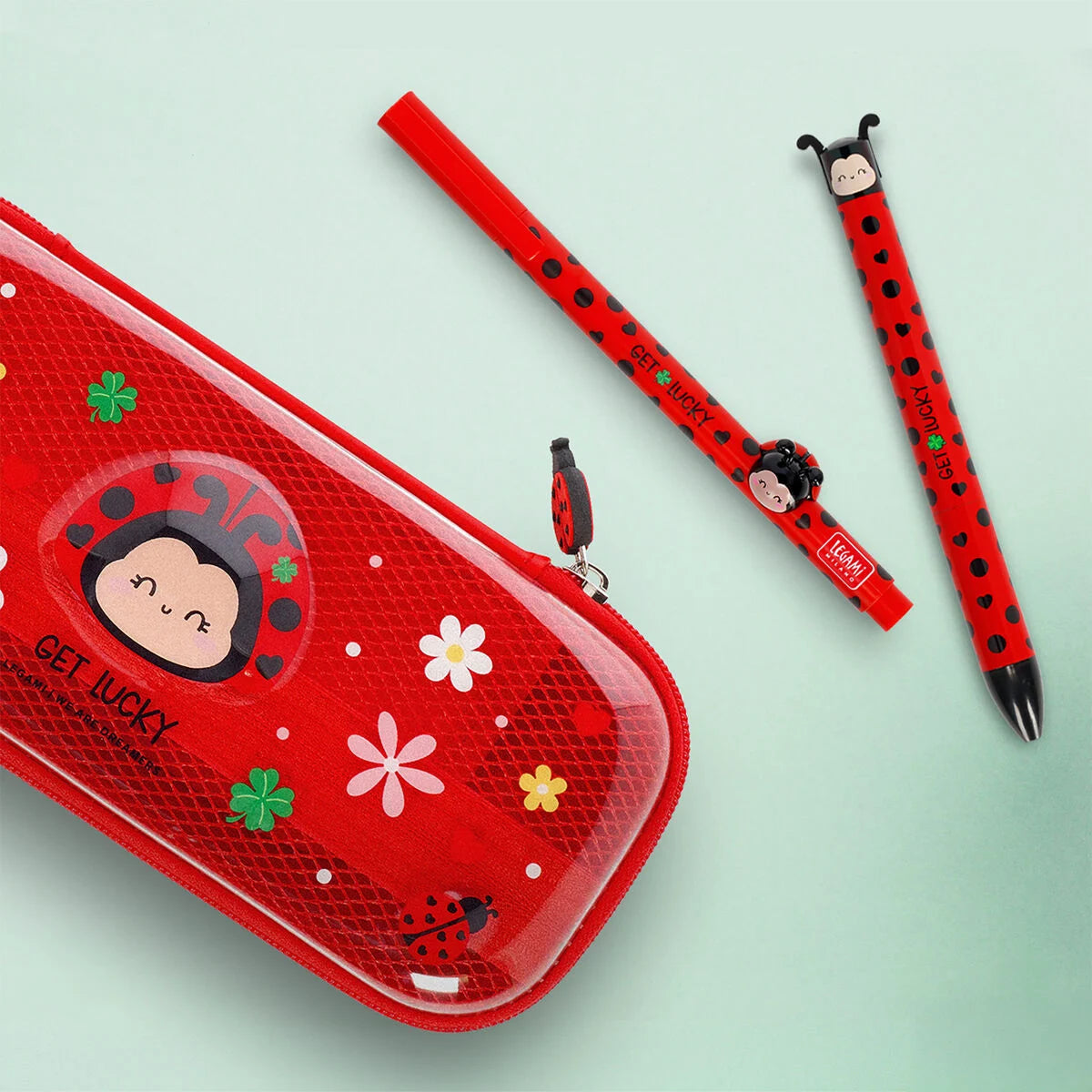 Legami - Stylo à encre gel - Lovely Friends - Ladybug «Get Lucky»
