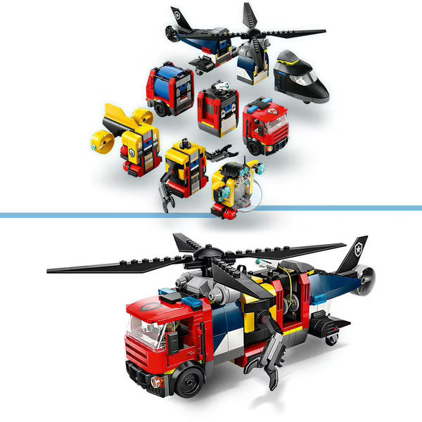 LEGO - City - Hélicoptère, camion de pompiers et sous-marin modulable