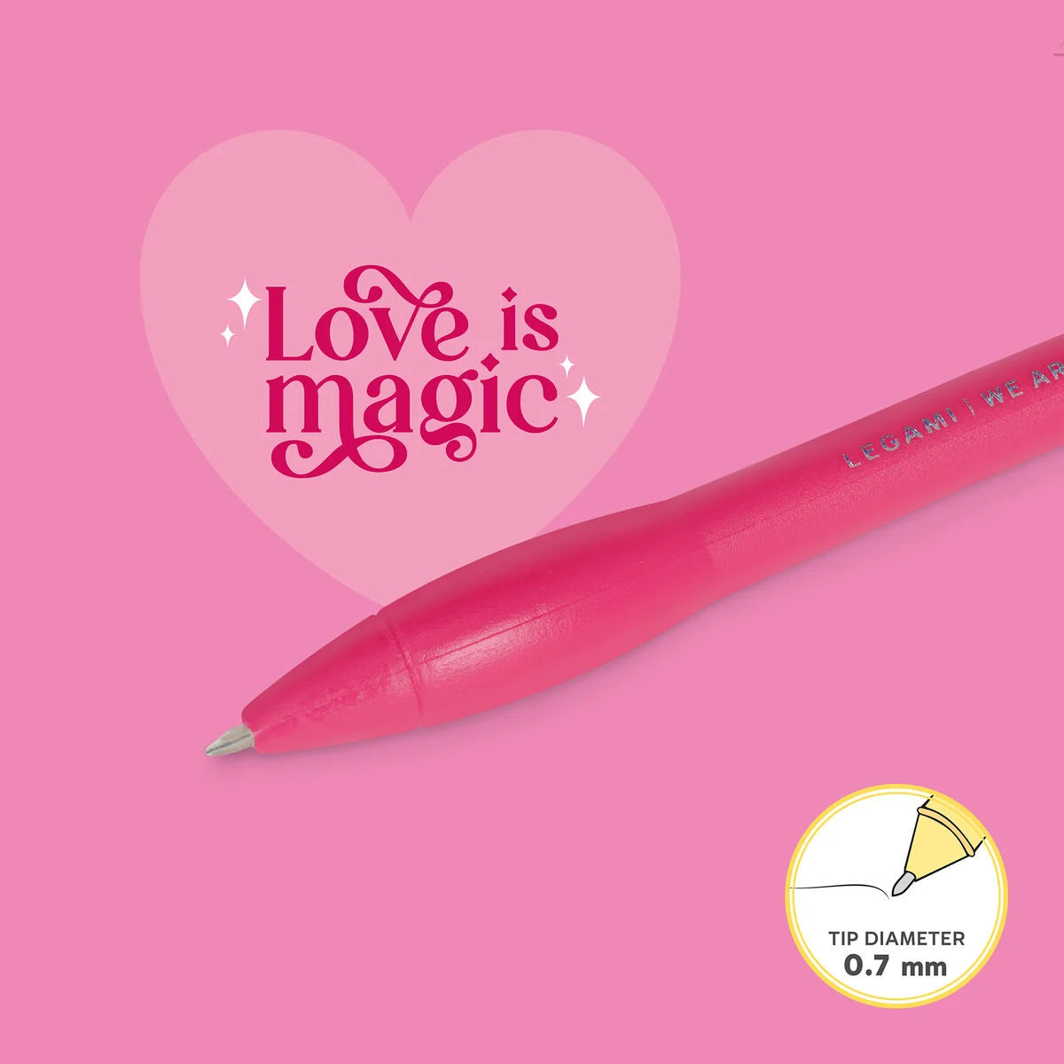 Legami - Stylo à encre gel - Cœur lumineux- Rose