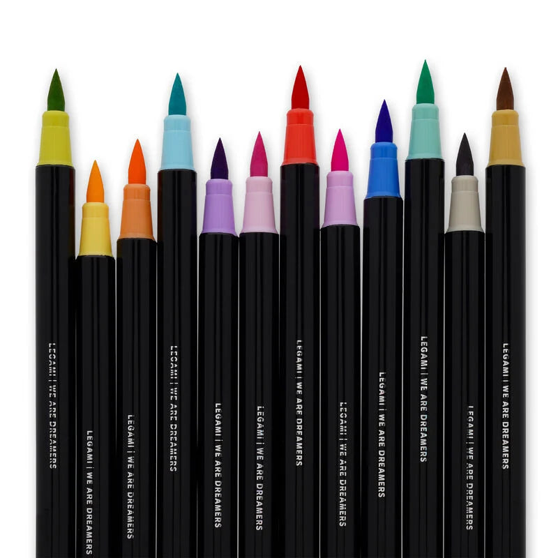 Legami - Set de 12 feutres à pointe pinceau - Brush Markers Pastel