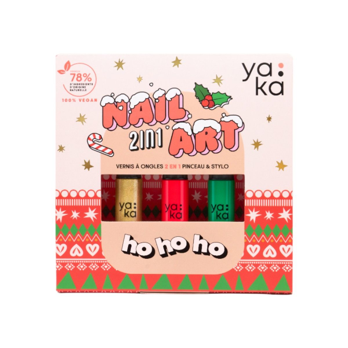 Coffret vernis à ongles 2en1 - Ho Ho Ho - Noël - Yaka
