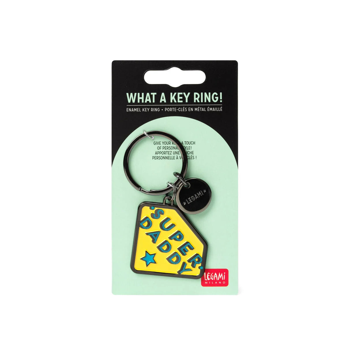 Legami - Porte-Clés en Métal Émaillé - Super Daddy - What A Key Ring!