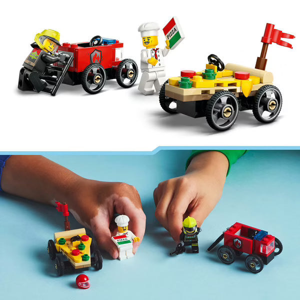 LEGO - City - Pack de bolides de course : camion de pizza contre camion de pompiers