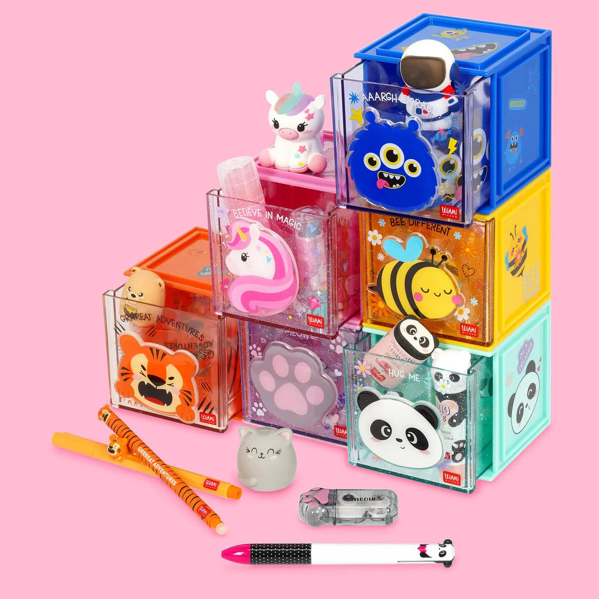 Legami - Boîte empilable de bureau - Monstre Cutie Cube