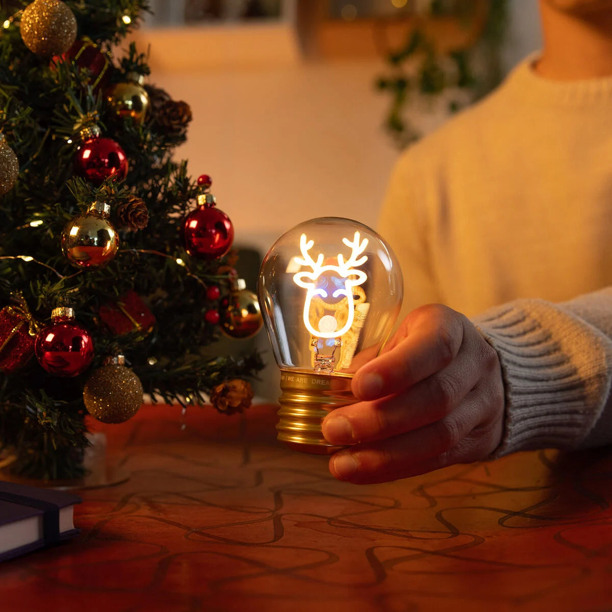 Legami - Lampe Décorative de Table en Forme d’Ampoule - Renne - Bulb Fiction