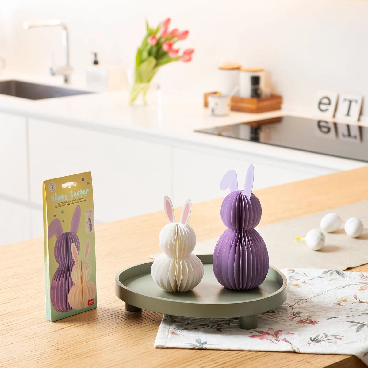 Legami - Set de 2 Petits Lapins Pliables en Papier - Hoppy Easter - Pâques