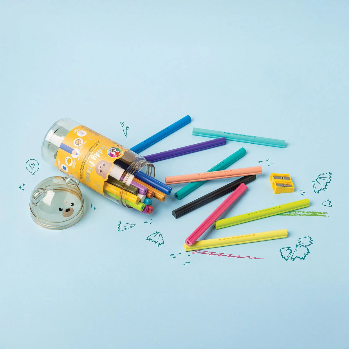 Legami - Lot de 24 crayons de couleur avec taille-crayon - Ours