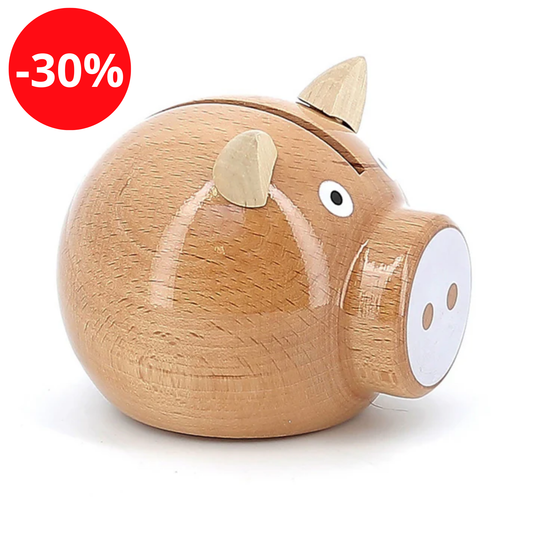 Tirelire cochon bois naturel - Vilac