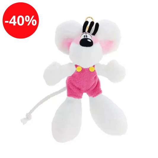 Diddl - Porte clés peluche - Diddl en salopette rose