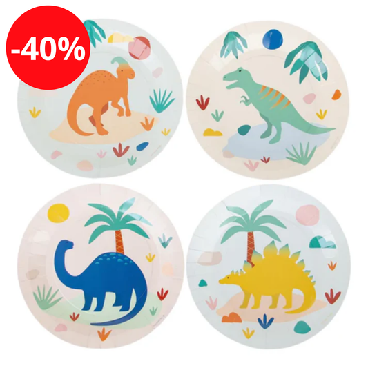 Lot de 8 assiettes en carton - Dino Jurassic