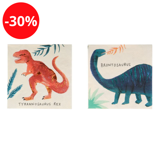 Lot de 16 serviettes de table Royaume des Dinosaures - Meri Meri