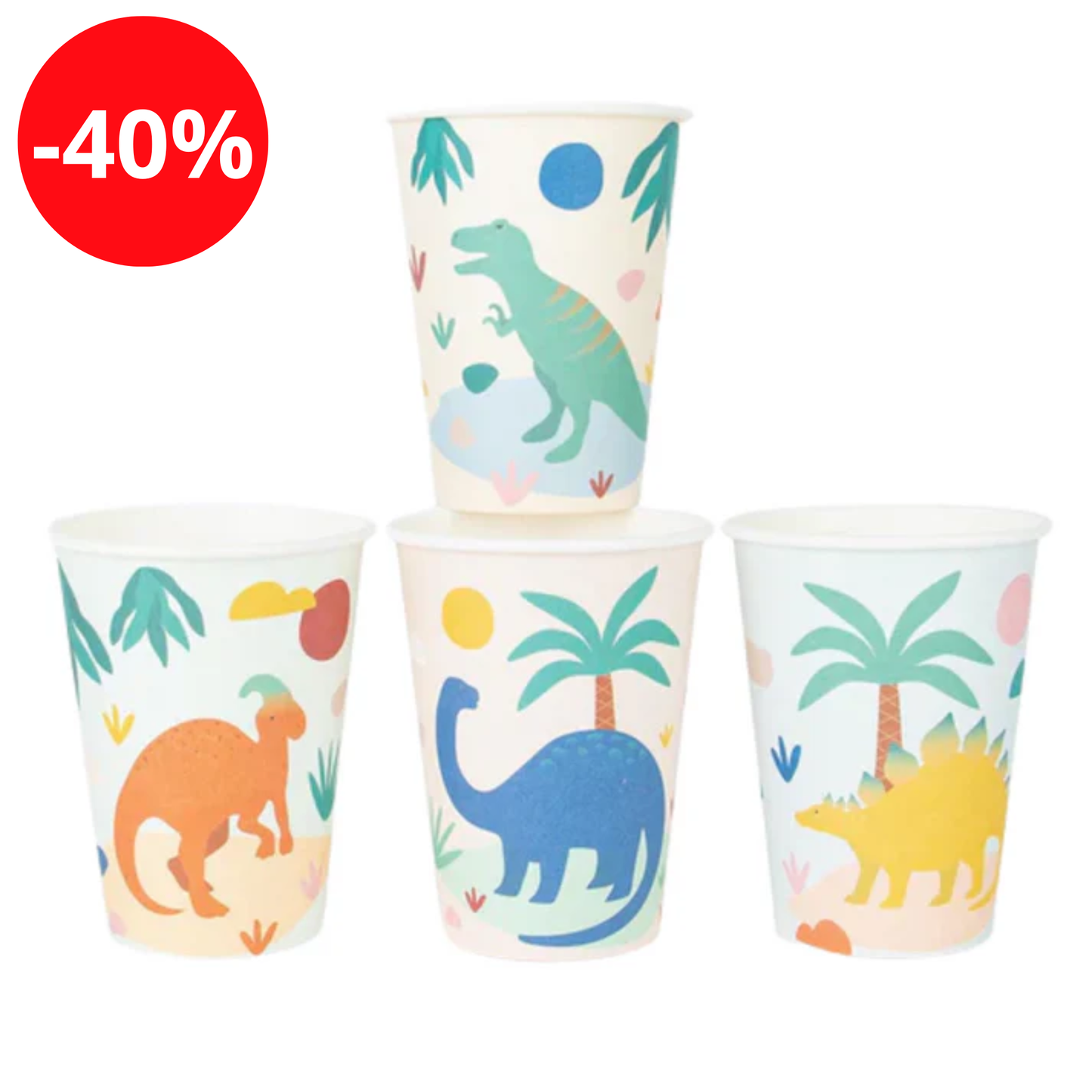 Lot de 8 gobelet carton - Dino Jurassic