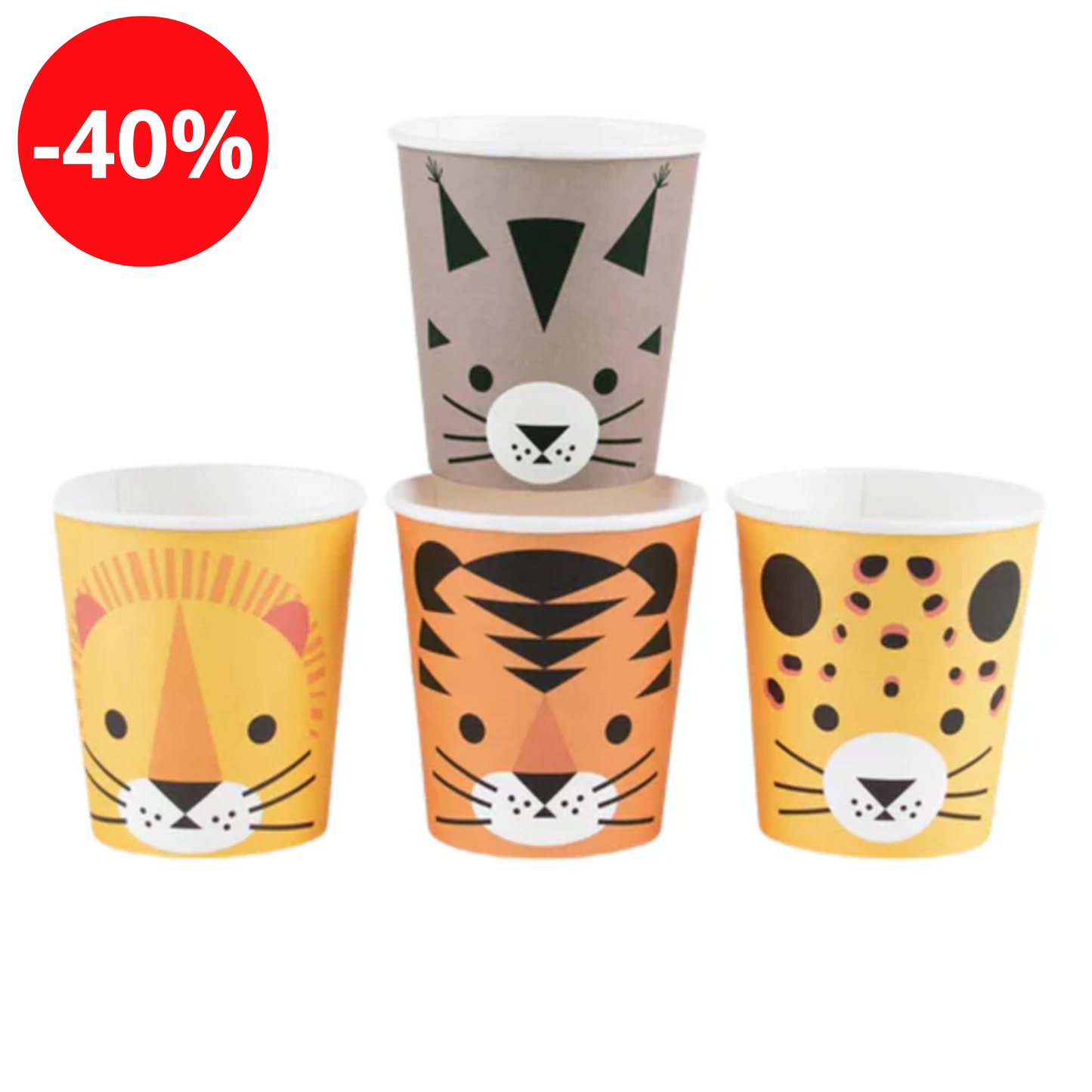 Lot de 8 gobelet carton - Félins